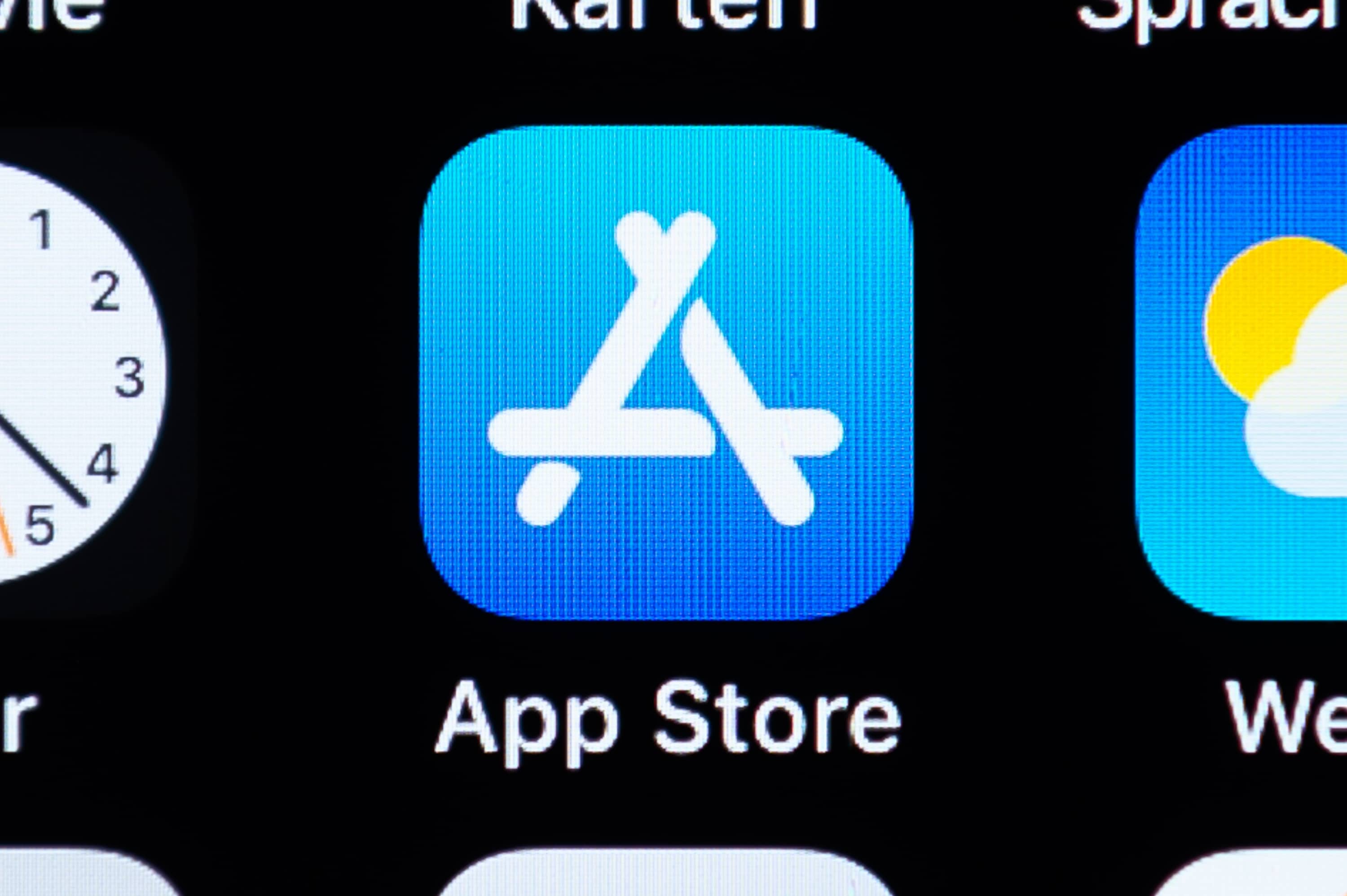zoomed in app store Apple icon on the iPhone
