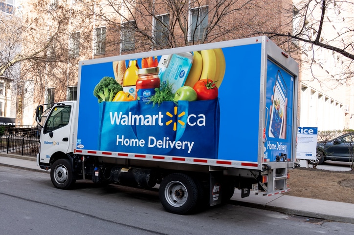  A Walmart home grocery delivery truck on the street in Toronto. Walmart Inc. is an American multinational retail corporation.