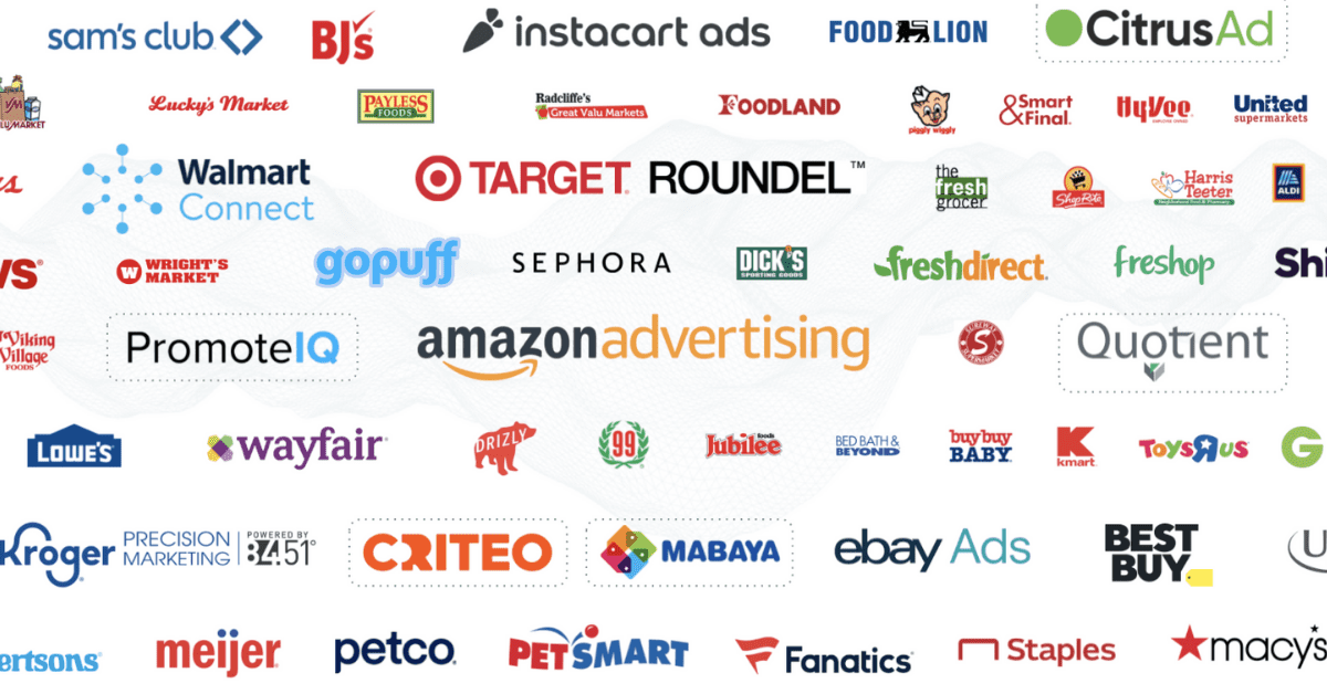 grouping of several retail companies from target to Walmart Connect