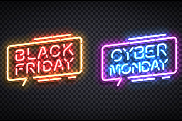 Light up neon sign for black Friday and cyber Monday deals