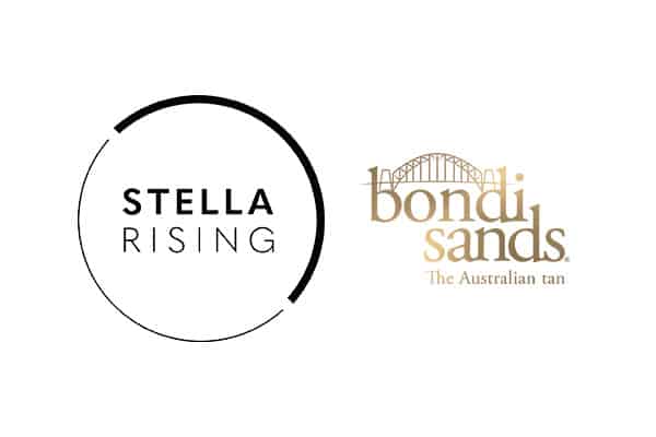 Stella Rising and Bondi Sands interlocking logos.