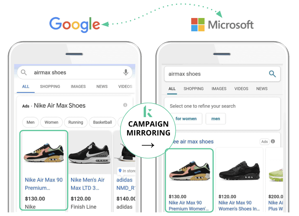 google to microsoft advertising mirroring