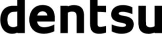 The image shows the Dentsu logo with the word dentsu in bold, black, lowercase letters on a light background.
