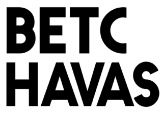 Black bold text on a white background reads BETC HAVAS, with BETC on the top line and HAVAS below it, reminiscent of a destination optimization case study’s clean, impactful design.