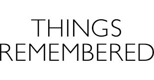Black text on a white background reads THINGS REMEMBERED in all capital letters, with simple and clean font.