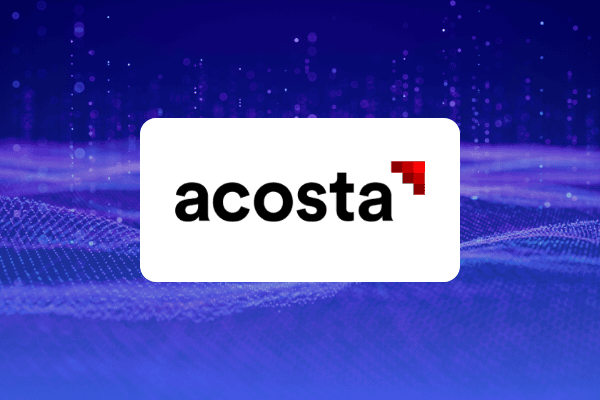 Acosta-Logo vor einem Hintergrund mit künstlicher Intelligenz