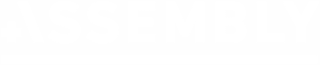 White text on a light gray background reads “+ASSEMBLY” in bold, uppercase letters, referencing a retail media case study. A solid white horizontal line runs underneath the text.