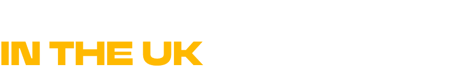 Text saying THE AGE OF AGENTIC POWERED BY SKAI IN THE UK with IN THE UK highlighted in bold yellow and the rest in light gray on a white background.