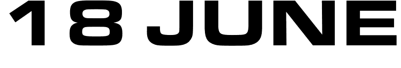 Bold black text on a white background reads 18 JUNE.