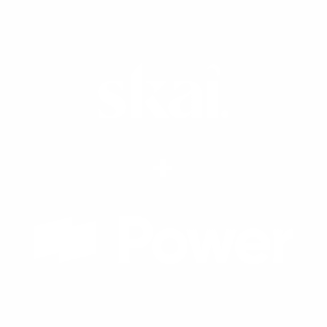Das Skai-Logo über einem Pluszeichen und dem Wort „Power“.